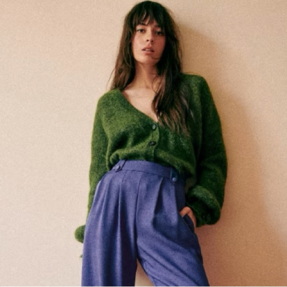 Sezane Green Cardigan Sweater - Picture 3 of 6